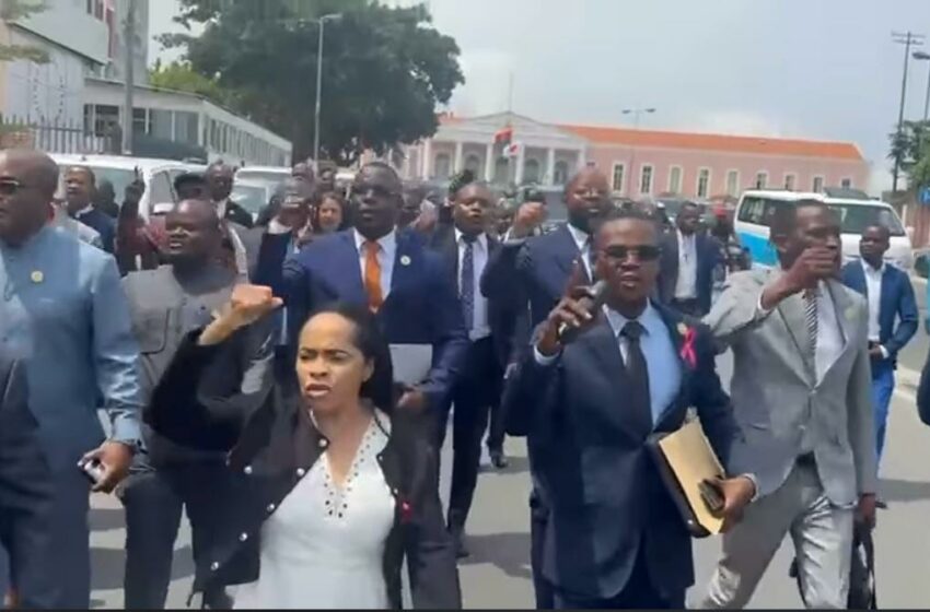  Deputados da UNITA marcham em protesto contra a nova composição da Comissão Nacional Eleitoral ‘imposta’ pelo MPLA